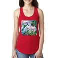 thumbnail image 1 of Unicorn Fanstasy Island Castle Animal Lover Ladies Racerback Tank Top, Red, X-Large, 1 of 3