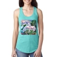 thumbnail image 1 of Unicorn Fanstasy Island Castle Animal Lover Ladies Racerback Tank Top, Tahiti Blue, Small, 1 of 3