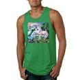 thumbnail image 1 of Unicorn Fanstasy Island Castle Animal Lover Male Graphic Tank Top, Kelly, Medium, 1 of 3