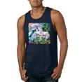 thumbnail image 1 of Unicorn Fanstasy Island Castle Animal Lover Male Graphic Tank Top, Navy, Large, 1 of 3