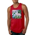 thumbnail image 1 of Unicorn Fanstasy Island Castle Animal Lover Male Graphic Tank Top, Red, Small, 1 of 3
