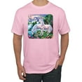 thumbnail image 1 of Unicorn Fanstasy Island Castle Animal Lover Men's Graphic T-Shirt, Light Pink, 5XL, 1 of 3