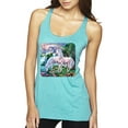 thumbnail image 1 of Unicorn Fanstasy Island Castle Animal Lover Tri-Blend Racerback Tank Top, Tahiti Blue, X-Large, 1 of 3