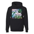 thumbnail image 1 of Unicorn Fanstasy Island Castle Animal Lover Unisex Graphic Hoodie Sweatshirt, Black, Small, 1 of 3