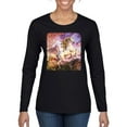 thumbnail image 1 of Unicorn Fanstasy Rainbow Castle Female Graphic Long Sleeve T-Shirt, Black, Small, 1 of 3
