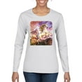 thumbnail image 1 of Unicorn Fanstasy Rainbow Castle Female Graphic Long Sleeve T-Shirt, White, X-Large, 1 of 3