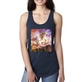 thumbnail image 1 of Unicorn Fanstasy Rainbow Castle Ladies Racerback Tank Top, Navy, Large, 1 of 3