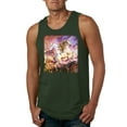 thumbnail image 1 of Unicorn Fanstasy Rainbow Castle Male Graphic Tank Top, Forest Green, X-Large, 1 of 3
