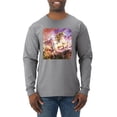 thumbnail image 1 of Unicorn Fanstasy Rainbow Castle Male Long Sleeve Shirt, Heather Grey, Small, 1 of 3