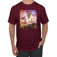 thumbnail image 1 of Unicorn Fanstasy Rainbow Castle Men's Graphic T-Shirt, Maroon, Small, 1 of 3