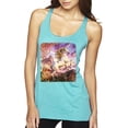 thumbnail image 1 of Unicorn Fanstasy Rainbow Castle Tri-Blend Racerback Tank Top, Tahiti Blue, Large, 1 of 3