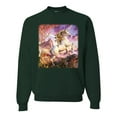 thumbnail image 1 of Unicorn Fanstasy Rainbow Castle Unisex Crewneck Graphic Sweatshirt, Forest Green, Medium, 1 of 3
