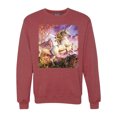 thumbnail image 1 of Unicorn Fanstasy Rainbow Castle Unisex Crewneck Graphic Sweatshirt, Vintage Heather Red, Large, 1 of 3