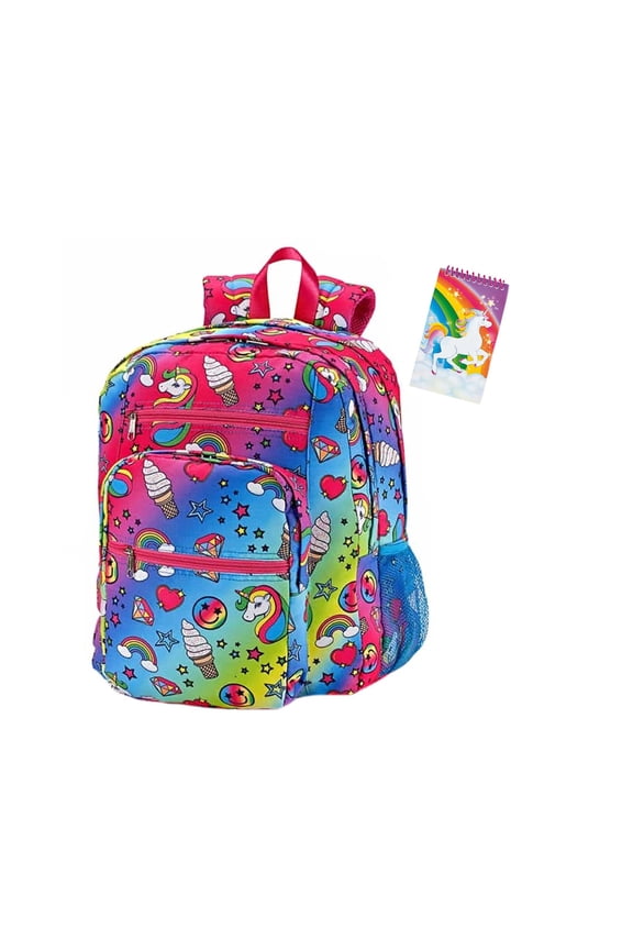 Unicorn Fantasy Large Backpack and Notepad Bundle Set, School Backpack