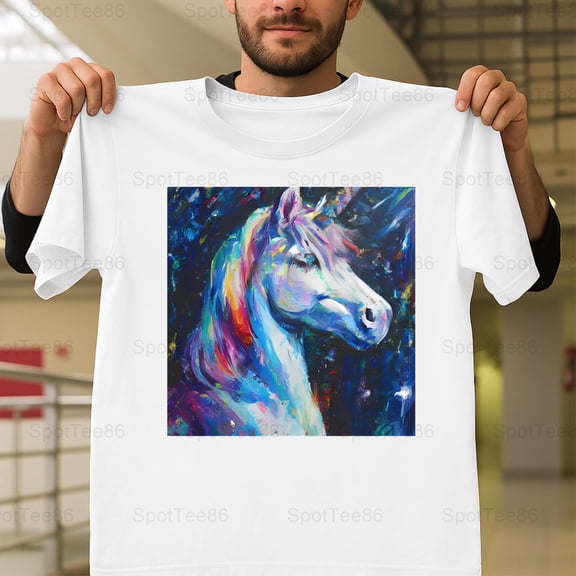 Unicorn Fantasy Mythical Rainbow Cute Sparkle Retro Aesthetic Graphic G174 Unisex T-Shirt, Up to Size 5XL