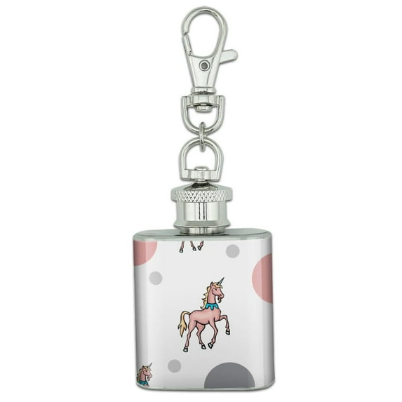 Unicorn Fantasy Stainless Steel 1oz Mini Flask Key Chain
