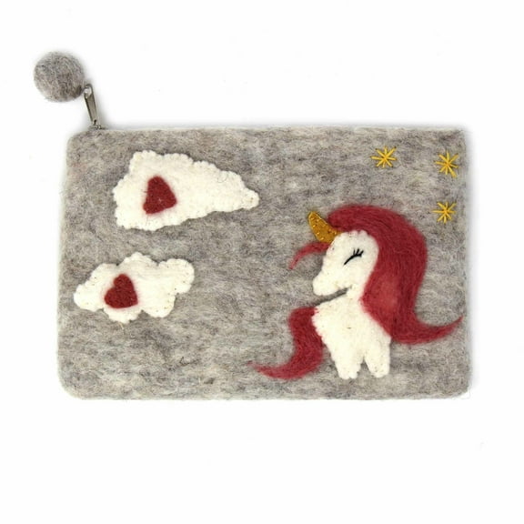 Hand Crafted Felt Unicorn Pouch by Global Groove