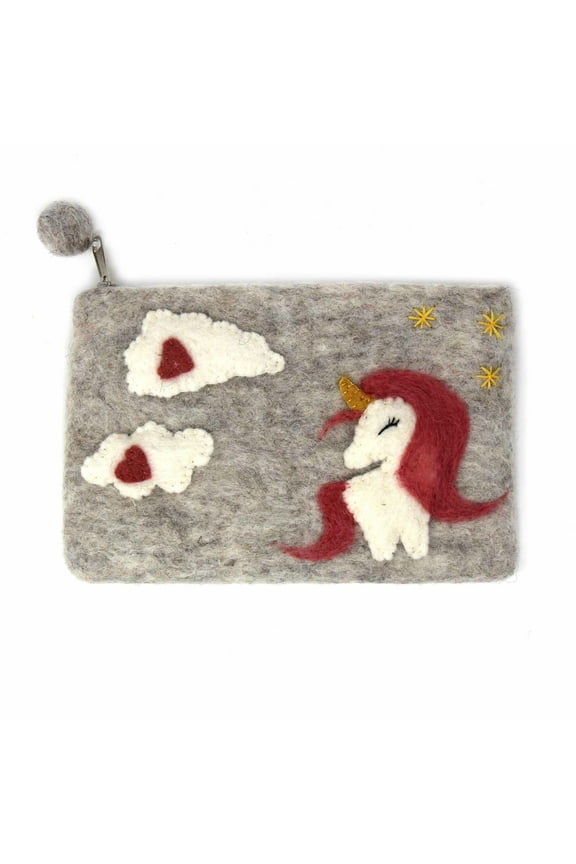 Hand Crafted Felt Unicorn Pouch by Global Groove