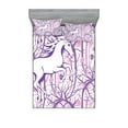 thumbnail image 1 of Unicorn Fitted Sheet & Pillow Sham Set, Unicorn Galloping on Curved Swirled Tree Branches in Abstract Forest Pattern Art Print, Decorative 6 Piece Bedding Decor Set, Queen, Purple, by Ambesonne, 1 of 3
