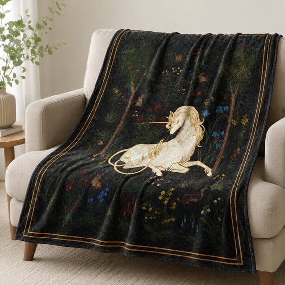 Unicorn Fleece Throw Blanket, Soft 280 Gsm Polyester, Fantasy Decor for Couch, Sofa & Bed