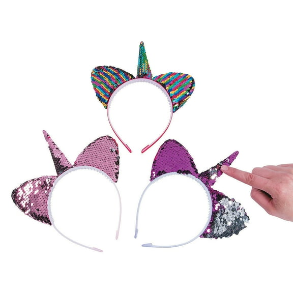 Unicorn Flipping Sequin Headband - Apparel Accessories - 12 Pieces