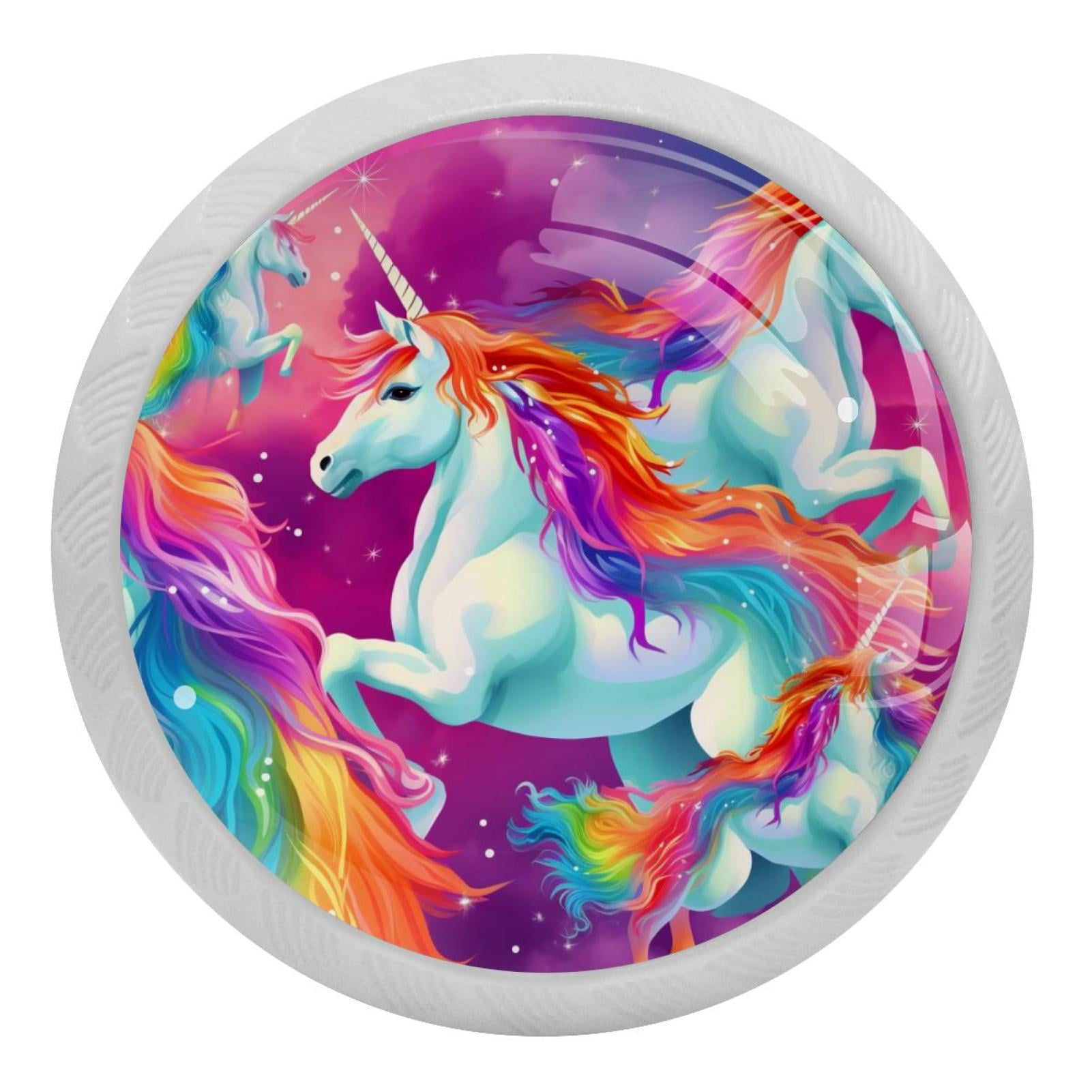 Unicorn Fluorescent Drawer Pulls with Screws Round 4Pack Glowinthe