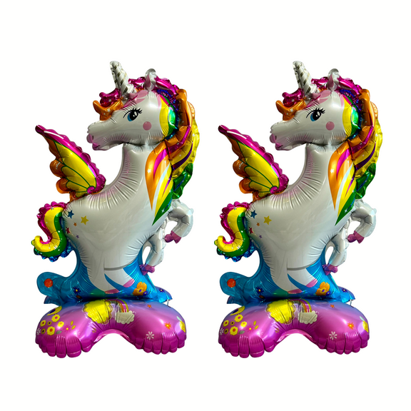 Unicorn Foil Balloon Standing 2PC Set | Birthday Party Decoration & Party Supply | Kids Birthday Gifts Baby Shower Gender Reveal Celebration