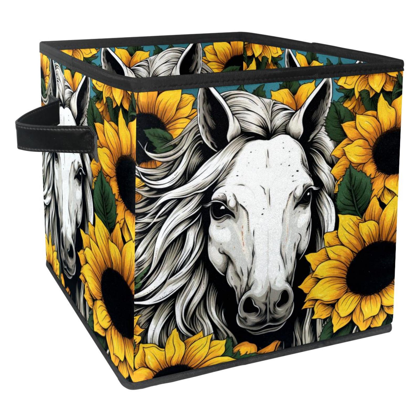 Unicorn Foldable Storage Box with Handle, 10.8"x10.5"x10.6", Large