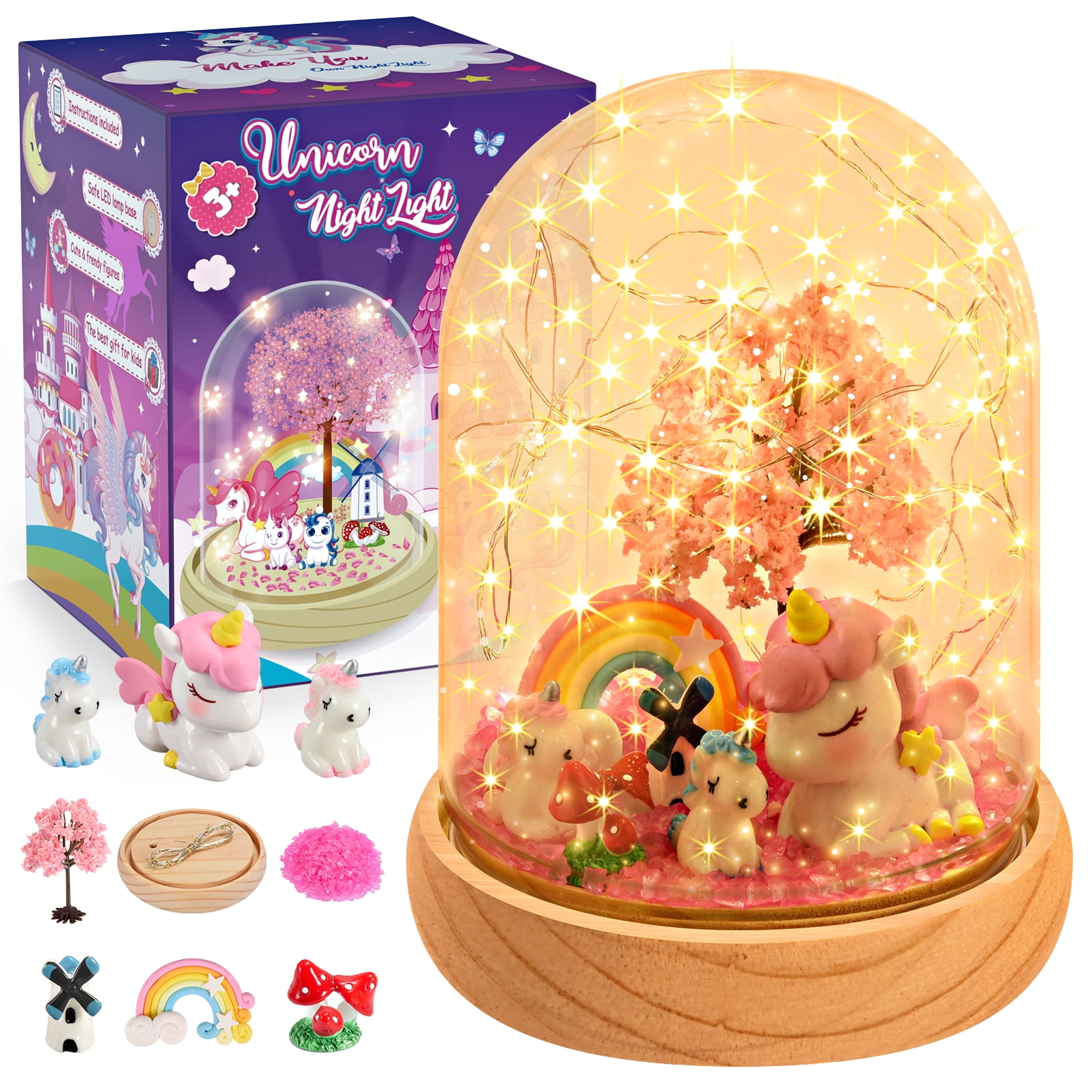 Unicorn Gifts for Girls Age 3-9, Craft Kits for Kids Girls Ages 6-8,  Dinosaur Unicorn Toys for 3 4 5 6 7 8 Years Old Girls, Kids Night Light  Gifts for