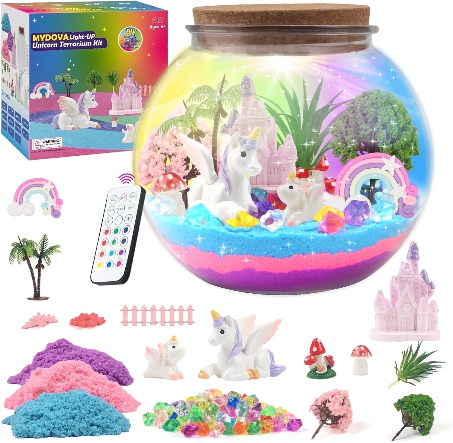 Mydova Unicorn Terrarium Kit for Kids - Birthday Gift for Girls Ages 4-12 Year Old - DIY Unicorns Toys for Girl - Arts and Crafts Kit for Kids