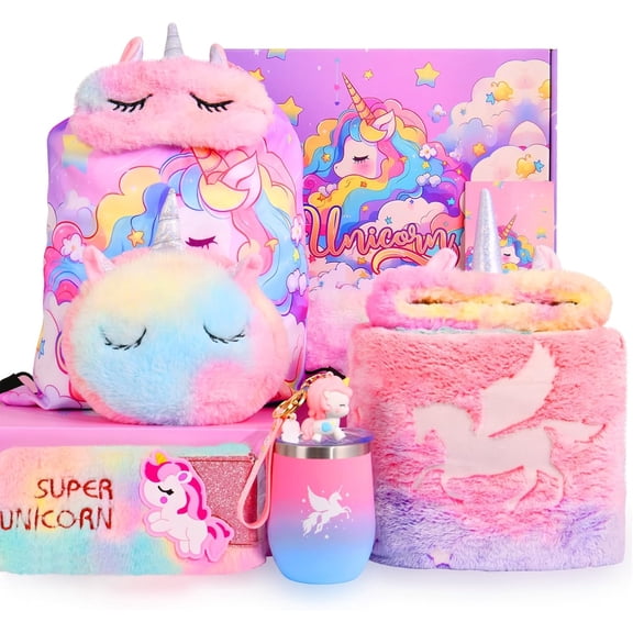 Unicorn Gifts Toys for Girls Age 4 5 6 7 8 9 10 Years Old Unicorn Birthday Gifts Ideas Blanket Gifts Baskets for Daughter, Teen, Unicorn Gifts Boxes As Christmas Thanksgiving Day GiftsPink4