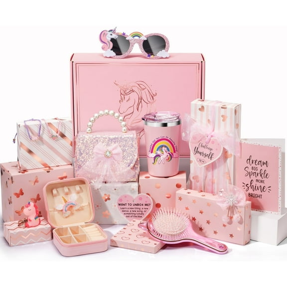 Unicorn Gifts for Birthday Christmas, Unicorn Gifts Box Set with Tasks & Empowering Card, Unicorn Gift Basket for Daughter, Niece
