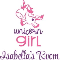 Unicorn Girl Cute Unicorns Sparkle Customized Wall Decal - Custom Vinyl Wall Art - Personalized Name - Baby Girls Boys Kids Bedroom Wall Decal Room Decor Wall Stickers Decoration Size (20x20 inch)