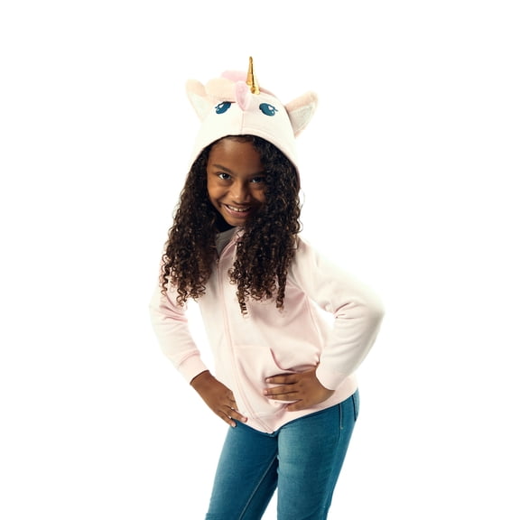 Unicorn Girl's Cradle Pink Long Sleeve Cosplay Zip-Up Hoodie-10