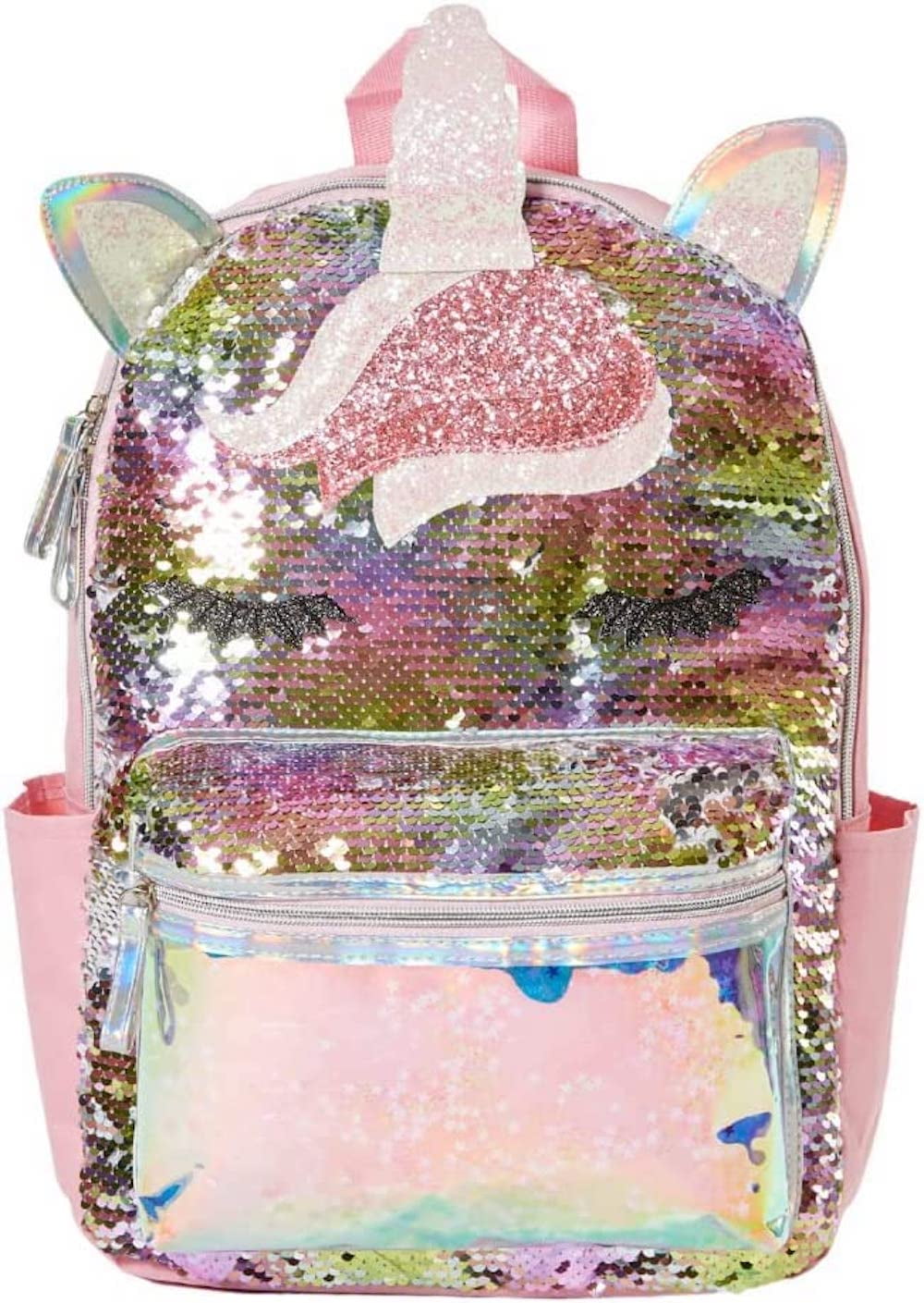 Justice Unicorn Mini Backpack - Girls Clear Holographic Travel Daypack–