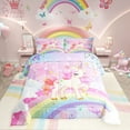 thumbnail image 1 of Unicorn Bedding Set Full Kawaii Cute Rainbow Unicorn Comforter Set Cartoon Horse Quilt Comforter Galaxy Stars Magical Pink Unicorn Animal Room Decor 1 Comforter + 2 Pillowcase, 1 of 6