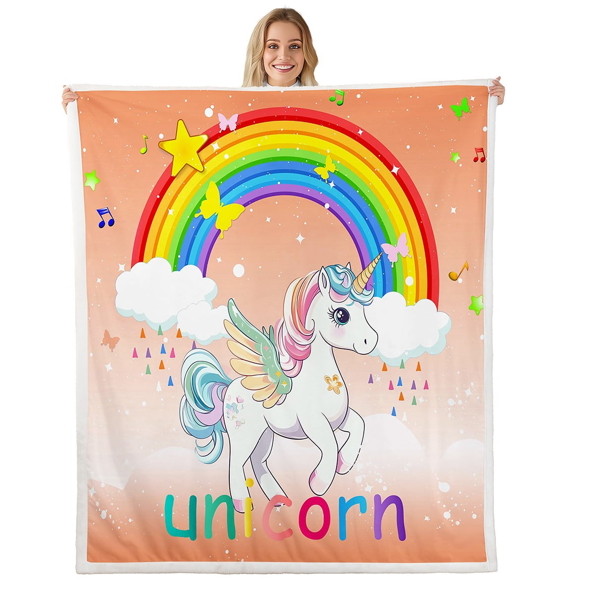 Loussiesd Girly Cartoon Fleece Gooi Deken voor Bed Sofa Fantasie