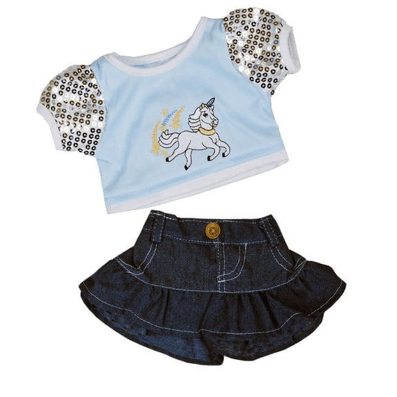 Unicorn Glitter Outfit for 14"-18" Stuffed Animals, Sparkly Plush Doll Costume