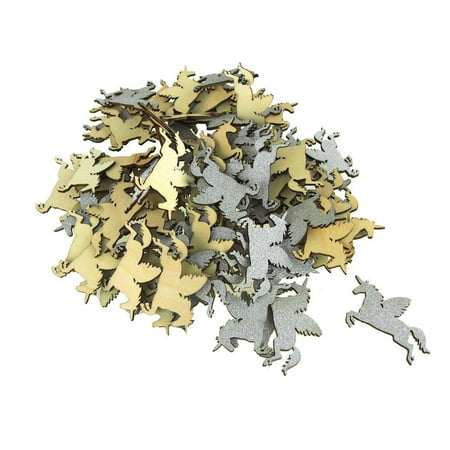 Unicorn Glitter Wood Favors, 2-1/4-Inch, Silver, 100-Piece