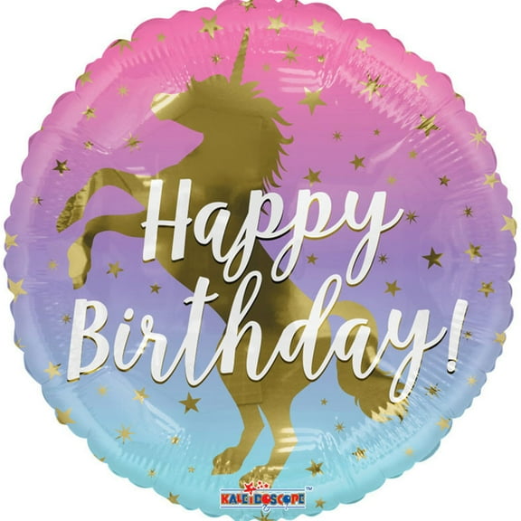 Unicorn Happy Birthday Foil Balloon 18"(Each )