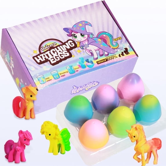 Unicorn Hatching Rainbow Eggs - 6 Pack Unicorn Toys Craft Kits for Boys & Girls, Birthday Easter Basket Stuffers Crafts Gift, Easter Gift