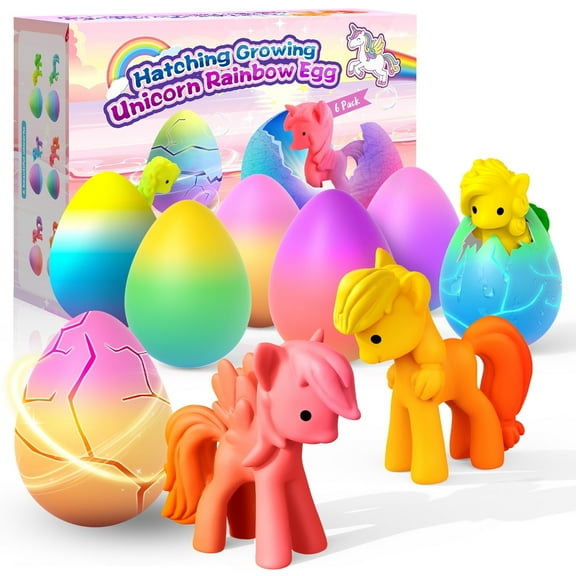Unicorn Hatching Rainbow Eggs 6 Packs, Unicorn Toys for Kids Girls Ages 3-8, Unicorn Gifts for 3 4 5 6 7 Year Old Girls Boys, Birthday Gift Ideas
