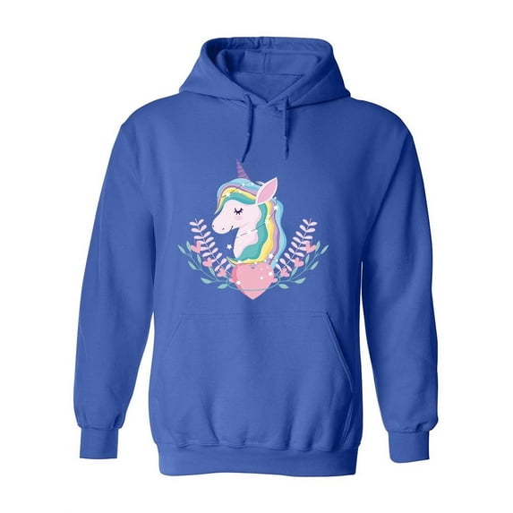 Unicorn Head Love Heart Hoodie Women -Image by Shutterstock, Female x-Large
