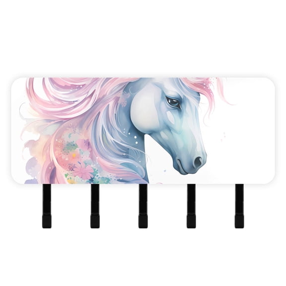 Unicorn Head Mail Holder Organizer Wall Mount with Shelf Key Holder Key Rack with 5 Key Hooks for Wall Decorative