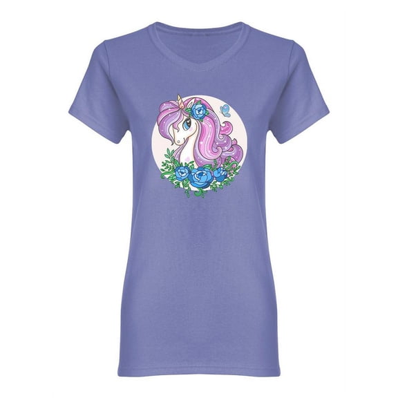 Unicorn Head With Long Mane Shaped T-Shirt Women -Image by Shutterstock, Female Medium