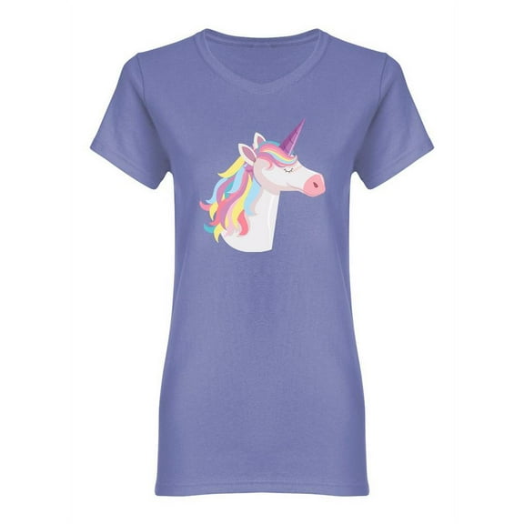 Unicorn Head With Rainbow Mane Shaped T-Shirt Women -Image by Shutterstock, Female x-Large