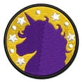 thumbnail image 1 of Unicorn Head and Stars Applique Multi-Color Embroidered Iron-On Patch - 2.5 Inch Small, 1 of 5
