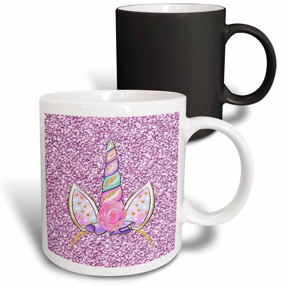 3drose, Unicorn Headpiece on Sparkle Printed Background, 11oz Magic Transforming Mug