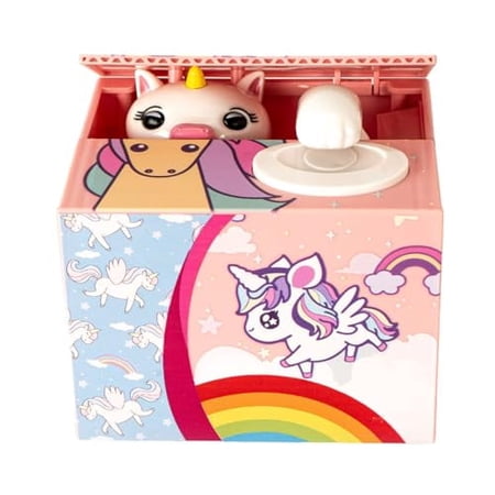Unicorn Hiding in Box Coin Bank Automatic Unicorn Stealing Coin Saving Bank
