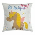 thumbnail image 1 of Unicorn Home and Kids Decor Throw Pillow Cushion Cover, Funny Feminine Inspirational Fantasy Horse with Sacred Cartoon Art, Decorative Square Accent Pillow Case, 16 X 16 Inches, Multi, by Ambesonne, 1 of 2